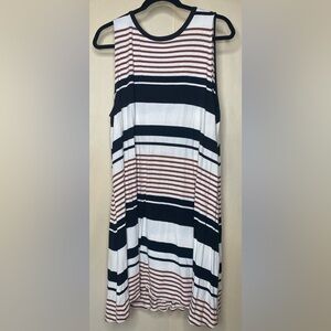 Loft Midi Sleeveless Striped Dress Sz XL